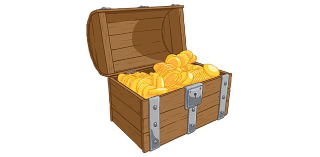 Treasure chest with gold that will be subject to dilution with funding rounds