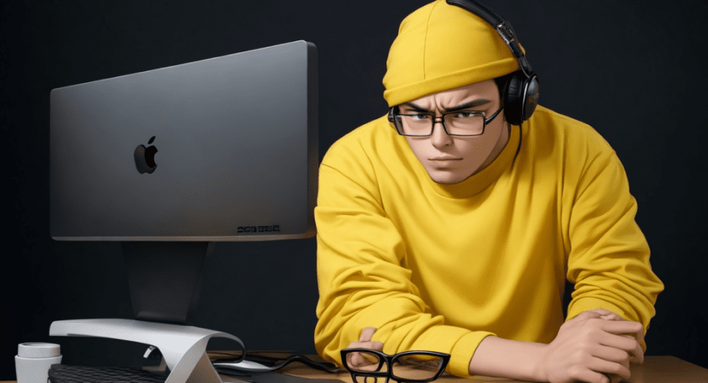 disappointed looking man in front of his computer as the tech was built by a venture builder